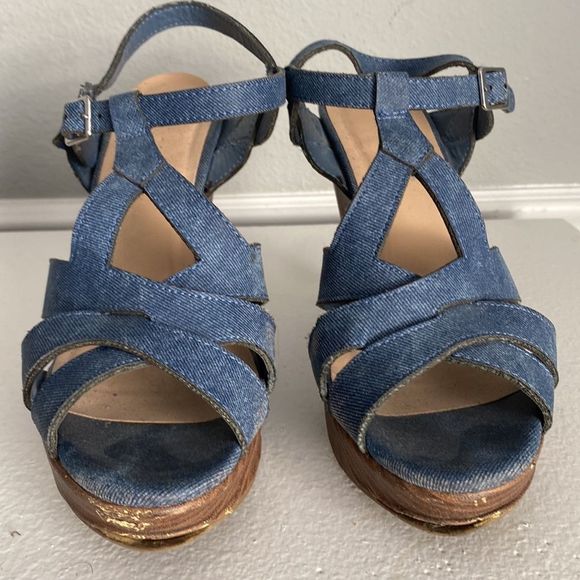 Dollhouse Denim Platform Wedge Sandal - Picture 4 of 10
